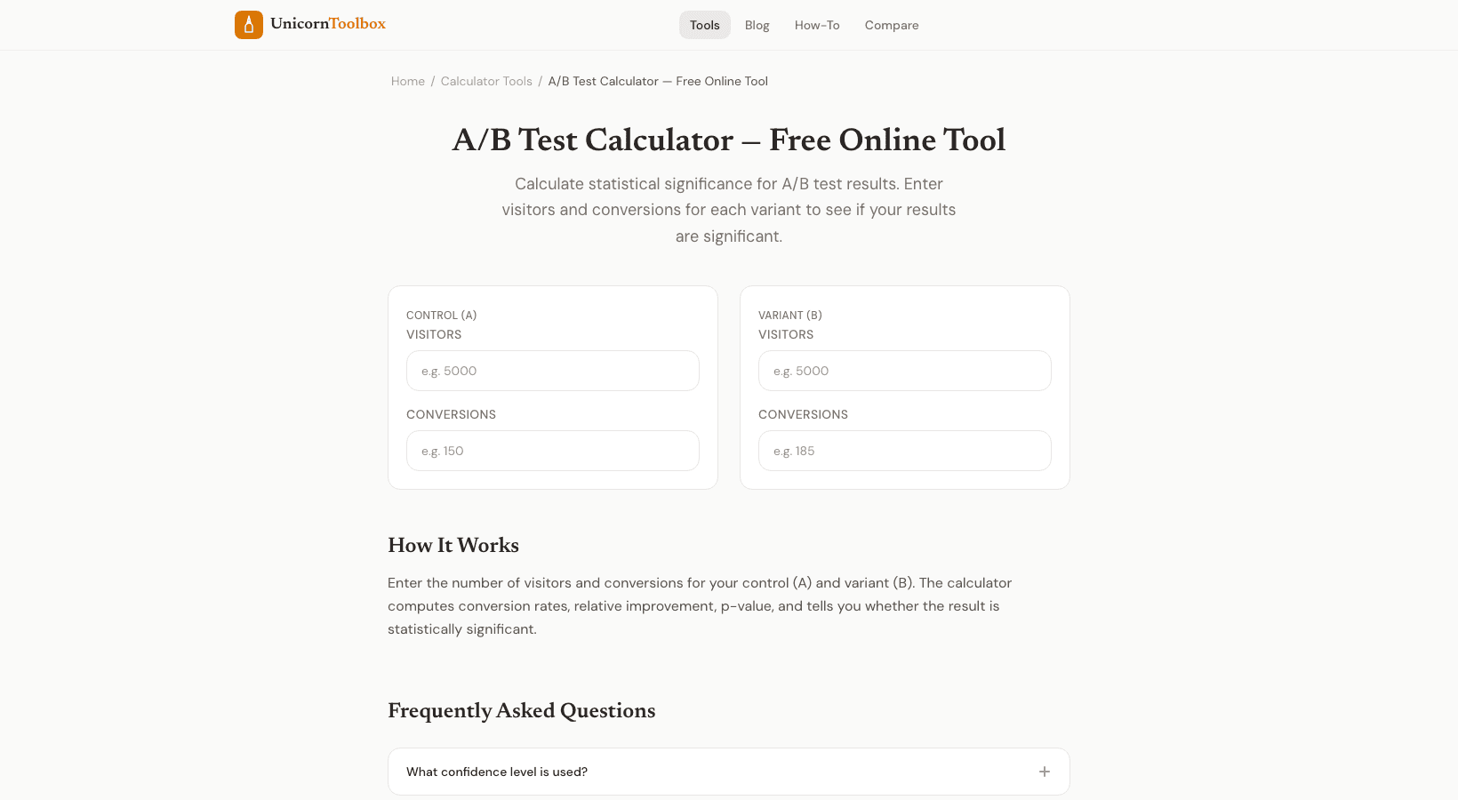 Free A/B Test Significance Calculator