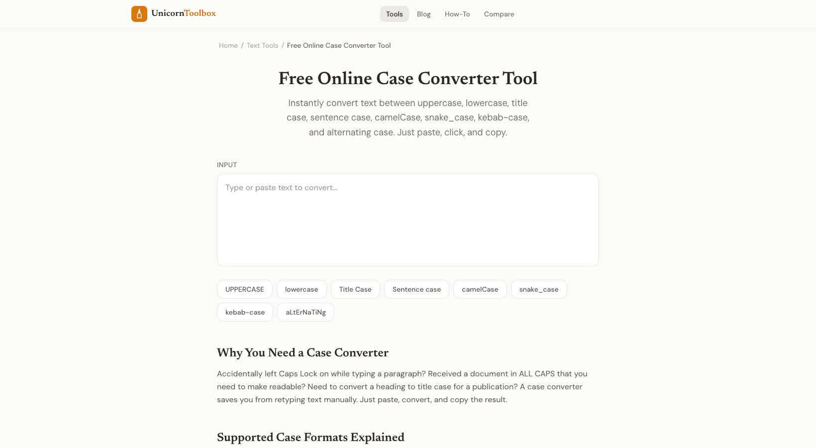 Case Converter: Transform Text to UPPERCASE, lowercase, Title Case