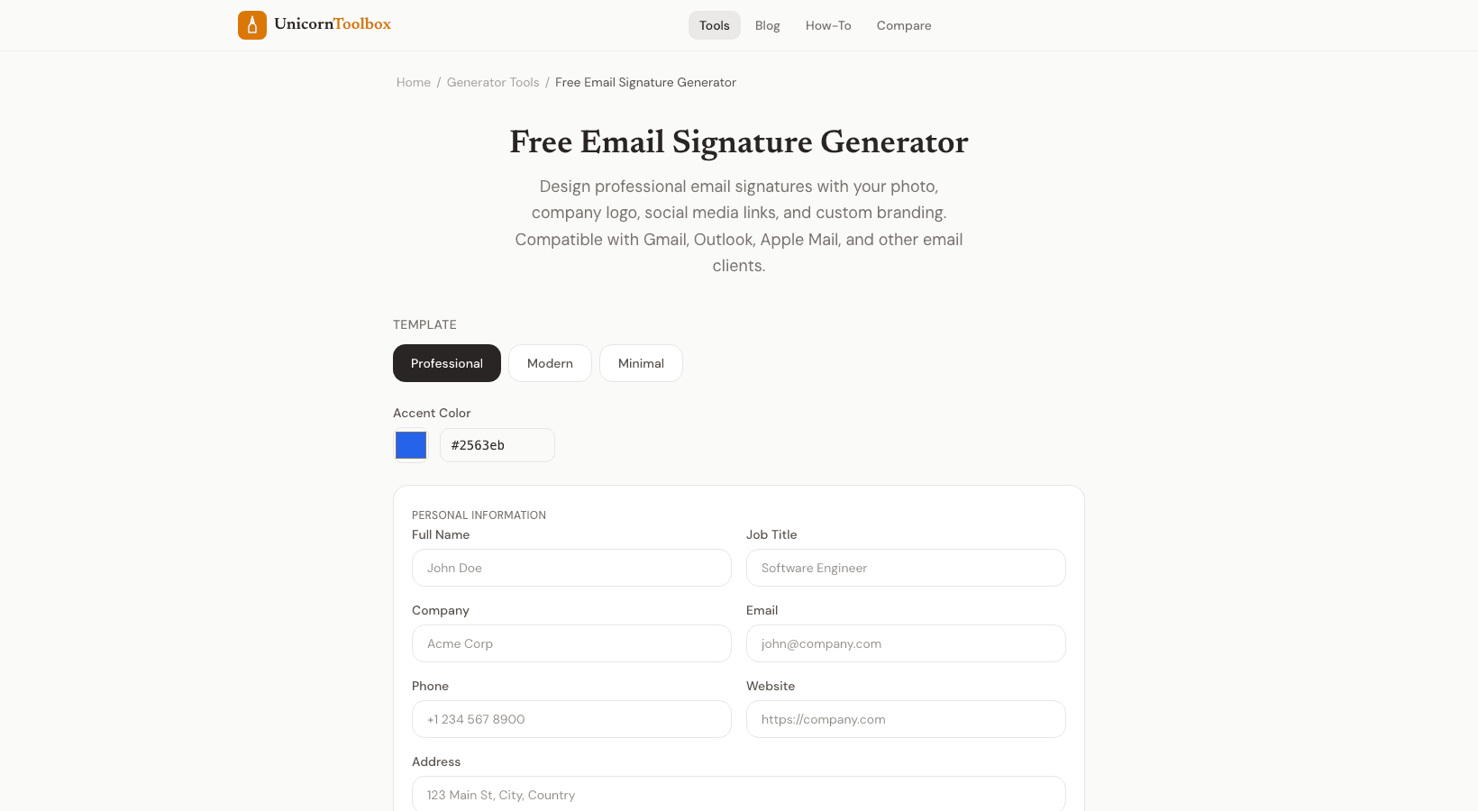 Free Email Signature Generator (HTML with Templates)