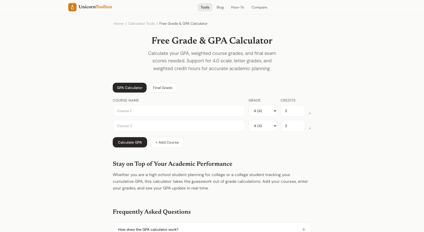 Free Grade Calculator: GPA, Weighted Grades, Final Exam Score