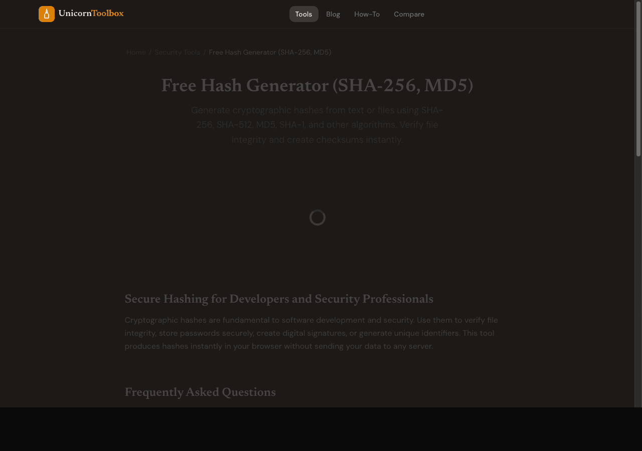 Free Hash Generator: MD5, SHA-256, SHA-512 Online