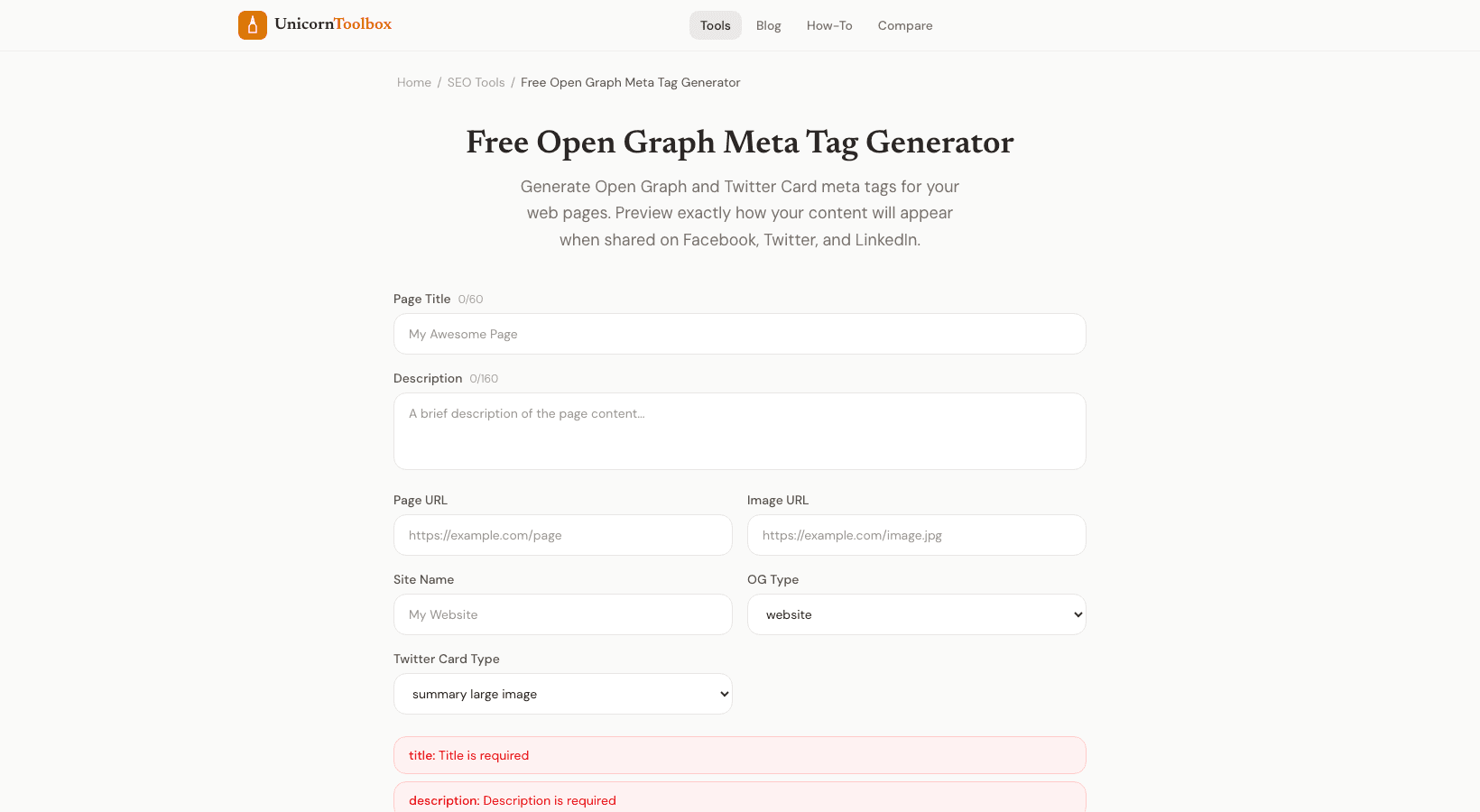 Open Graph Meta Tag Generator for Social Media Sharing