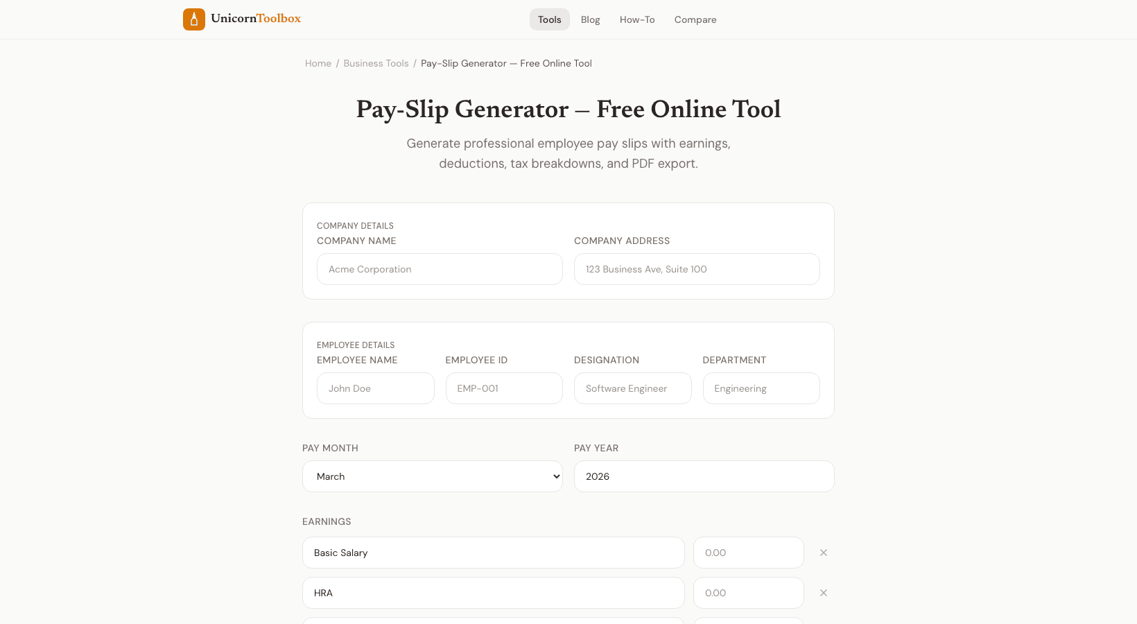Free Payslip Generator: Create Employee Pay Stubs