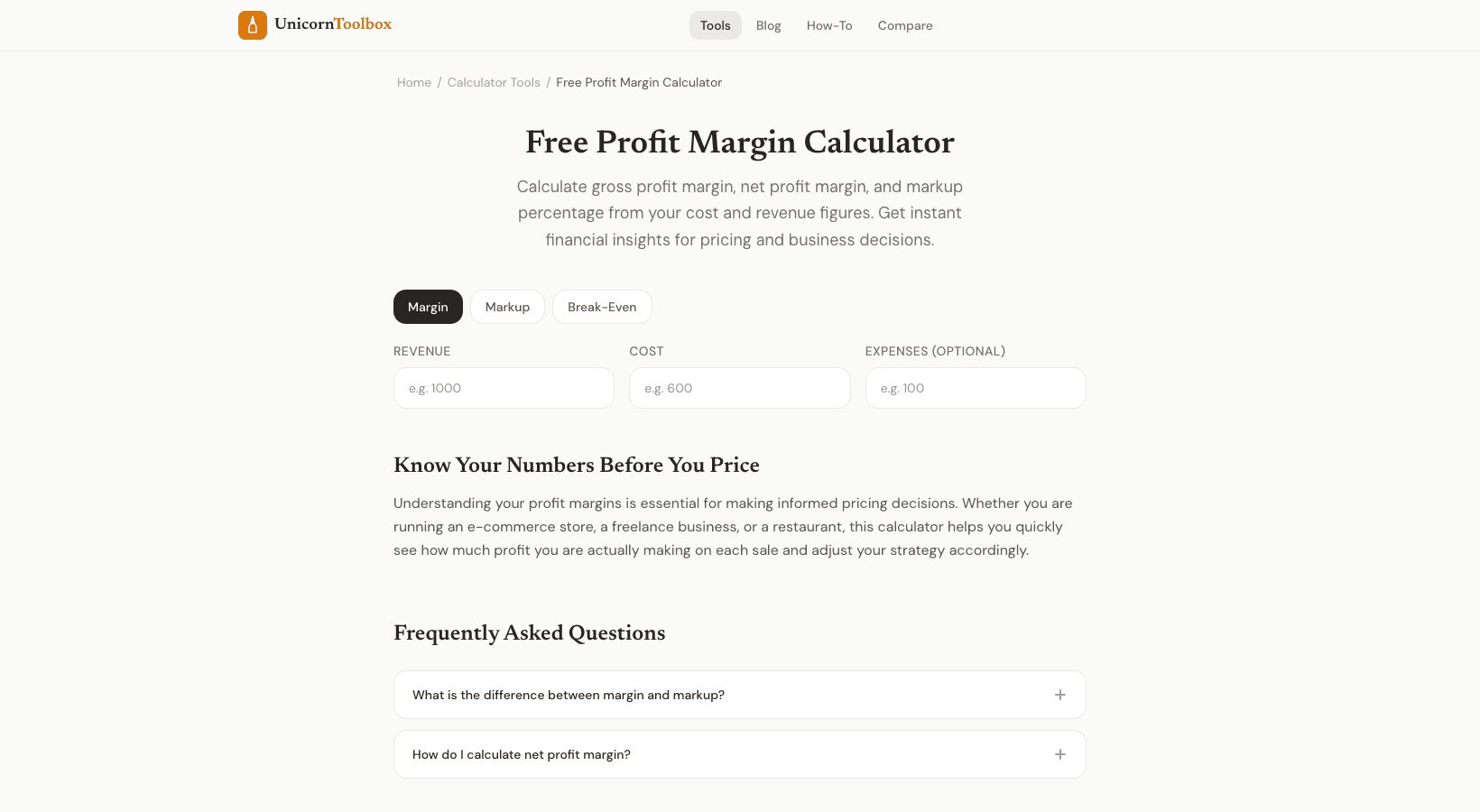 Free Profit Margin Calculator for Small Businesses