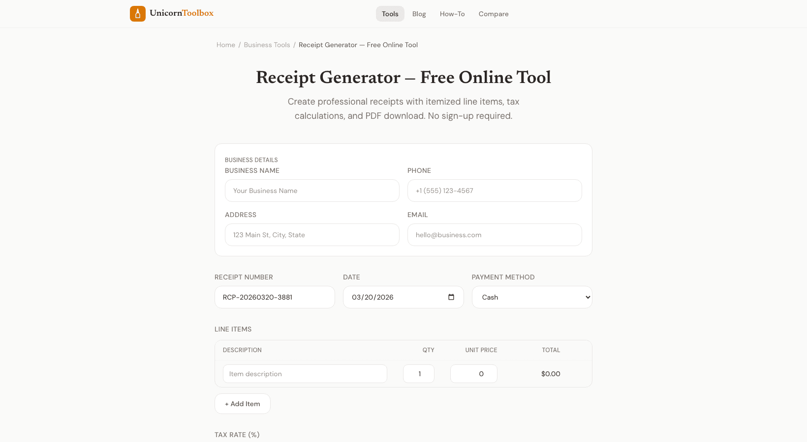 Free Receipt Generator: Create Receipts With PDF Download