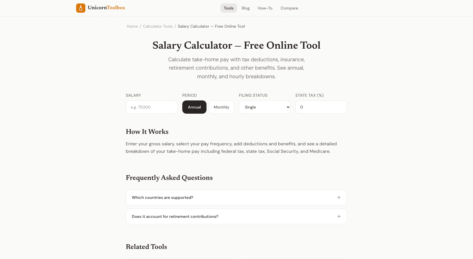 Free Salary Calculator: Calculate Take-Home Pay After Taxes