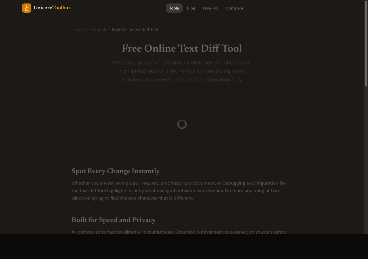 Free Text Diff Tool: Compare Two Texts Side by Side
