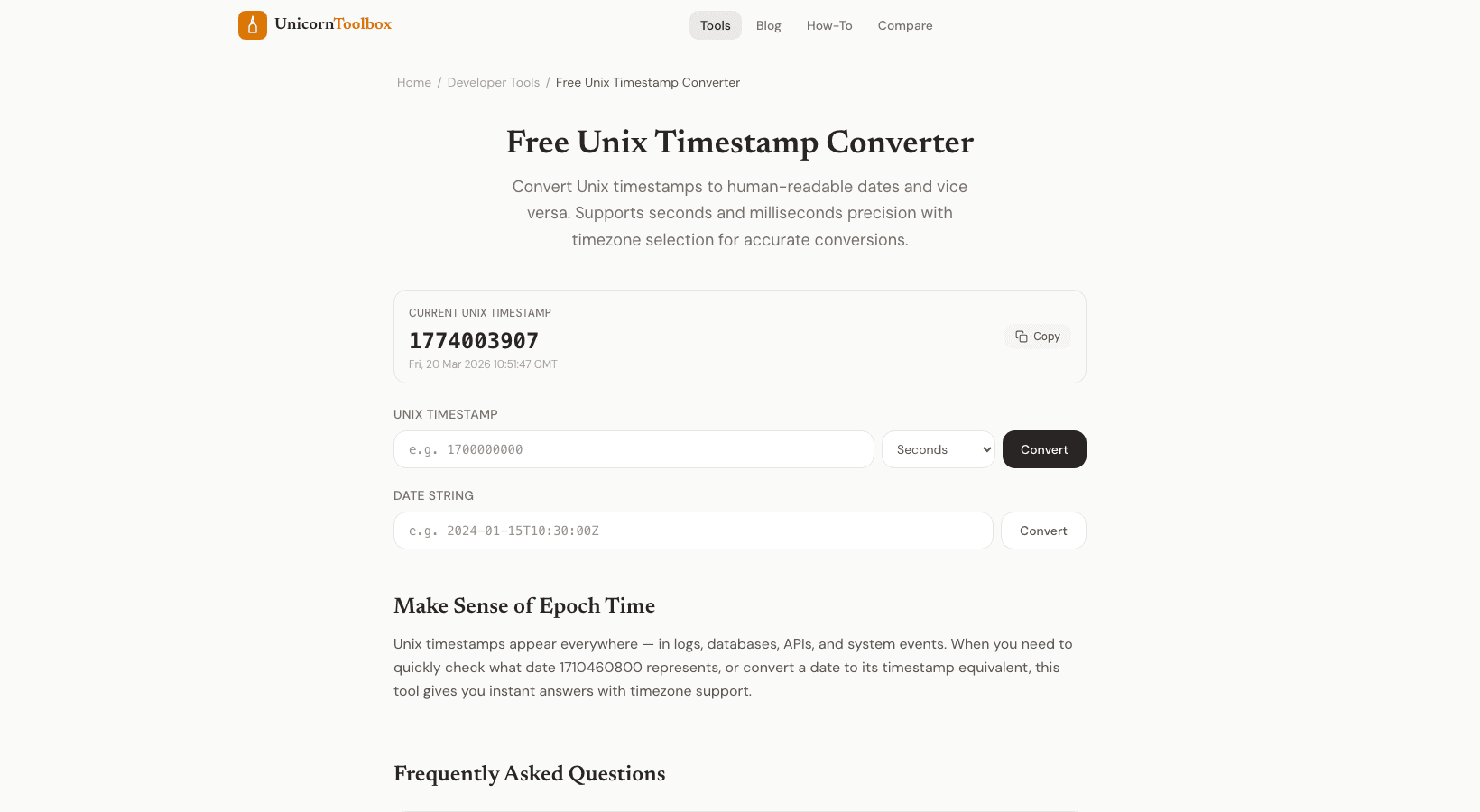 Unix Timestamp Converter: Convert Epoch Time to Human Date