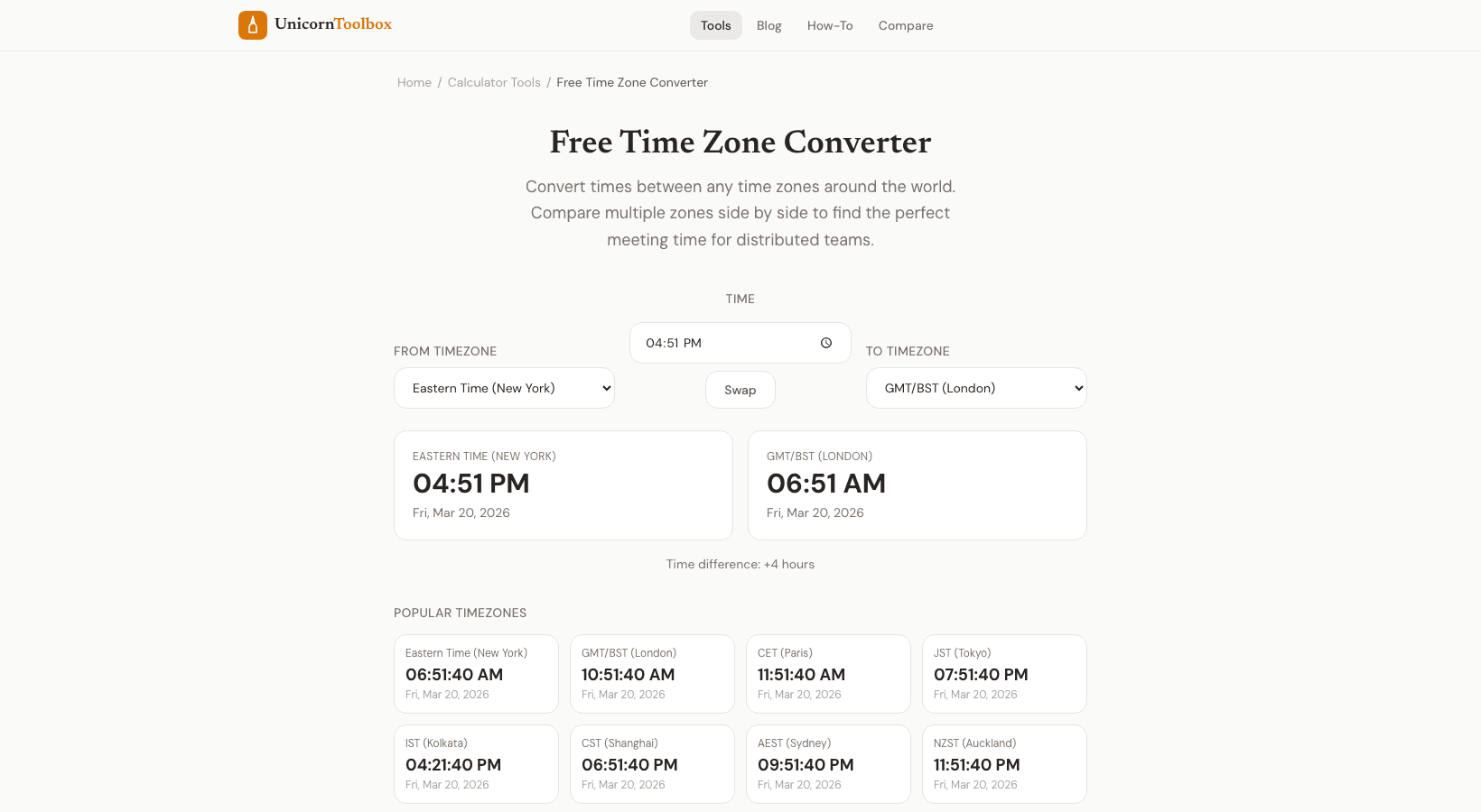 Free Time Zone Converter: Compare Times Across the World