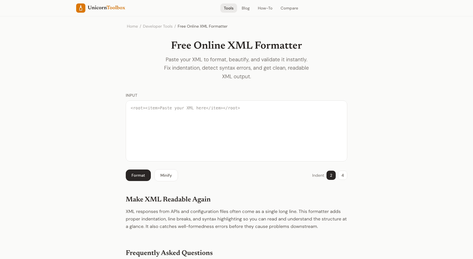 Free XML Formatter and Validator Online